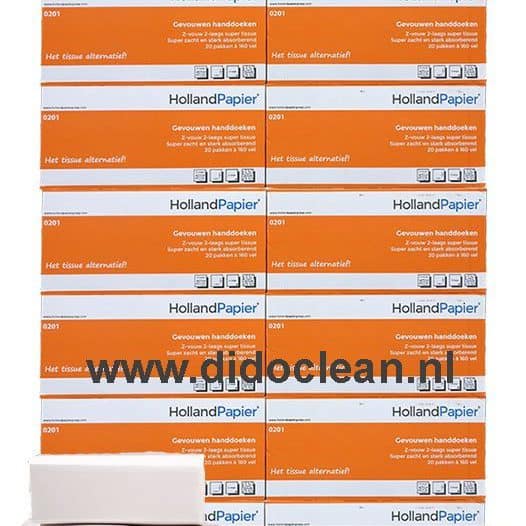 12 Dozen Handdoekjes Z-vouw cellulose 2 laags 21 x 25 cm HollandPapier