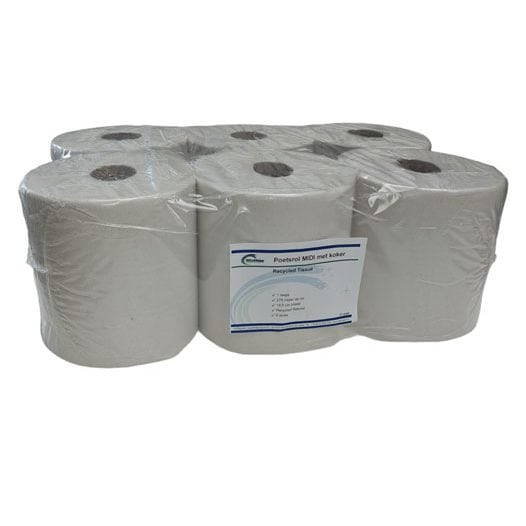 Poetsrol MIDI 6 rollen Recycled Tissue