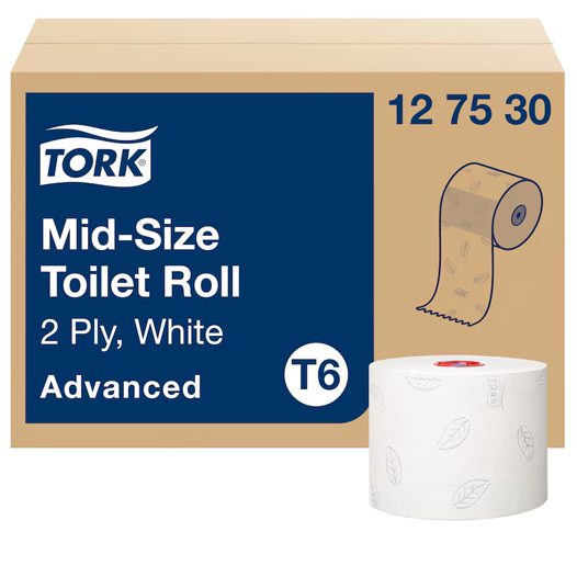 TORK T6 Mid-size Toiletpapier Advanced 2laags wit compact - 127530