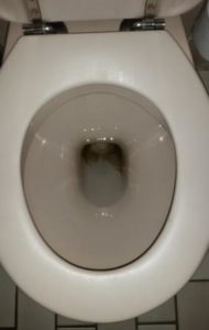 bruine aanslag in toilet of urinoir