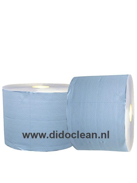 Uierpapier 2-laags Tissue Blauw verlijmd 1000 vel 2 rollen